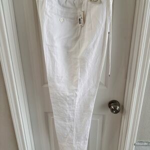 White Dress Pants with Relaxed Fit and Lightweight Fabric